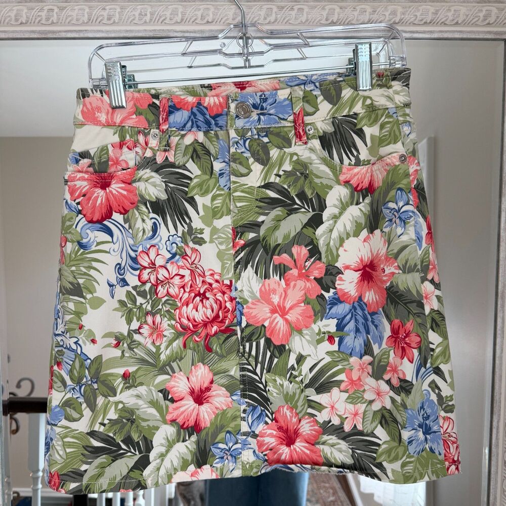Coastal Prep Tommy Bahama Tropical Print, Floral Mini Skirt, Resort,Preppy